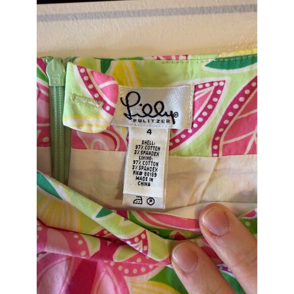 VTG Lilly Pulitzer Summer Fling Pink Green Butterfly Lined Mini Skirt Resort 4 - Picture 5 of 5